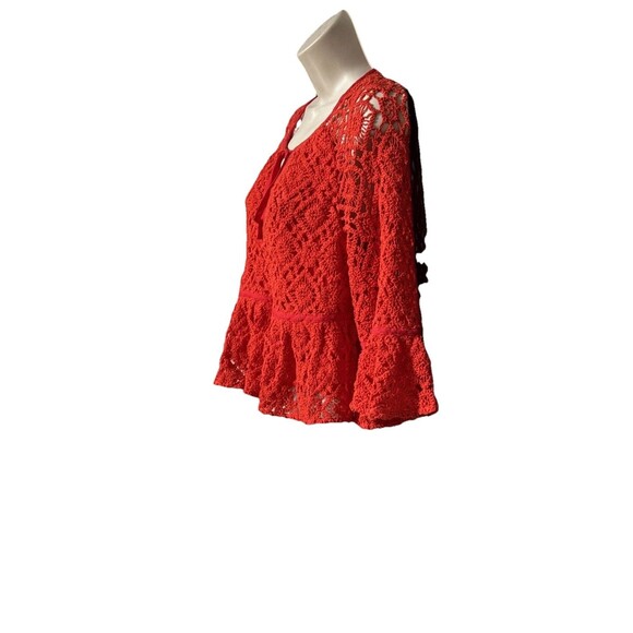 NWT Cinq a Sept Size 8 Crochet Orange Red Sweater Blouse Top New - Picture 5 of 12